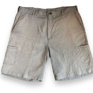 Ping Mens Plaid Cargo Shorts brown/beige Size 38 Flat Front Golf Lightweight